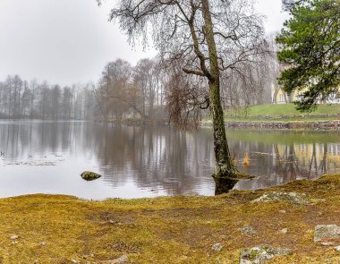 Corella kalesinin yanındaki Priozersk 'teki Vuoksa nehrinin taşması.. 