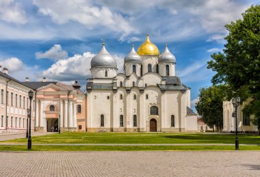 Veliky Novgorod Kremlin 'deki Aziz Sophia Katedrali. 