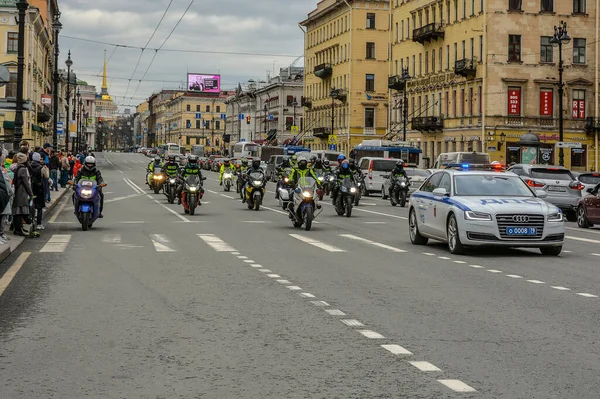 Nevsky Prospekt Lat Petersburga Rosja Kwietnia 2021 Otwarcie Sezonu Motocyklowego — Zdjęcie stockowe