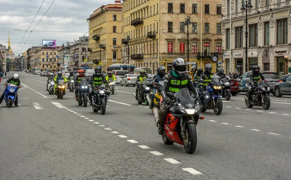 Nevsky Prospekt Lat Petersburga Rosja Kwietnia 2021 Otwarcie Sezonu Motocyklowego — Zdjęcie stockowe