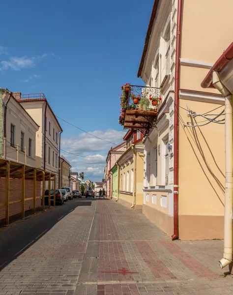 Rua Uritskogo Grodno Bielorrússia Agosto 2019 Pequena Rua Centro Cidade — Fotografia de Stock