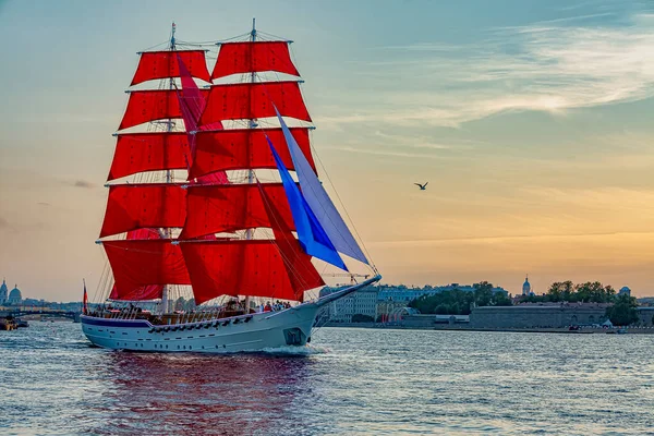 Celebration of graduates of Russia which is held on white nights in St. Petersburg