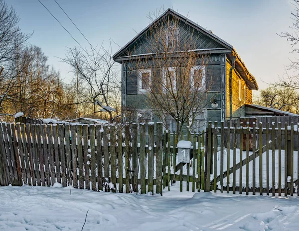 Rue Slavyanskaya Village Ust Slavyanka Saint Pétersbourg Russie Janvier 2021 — Photo