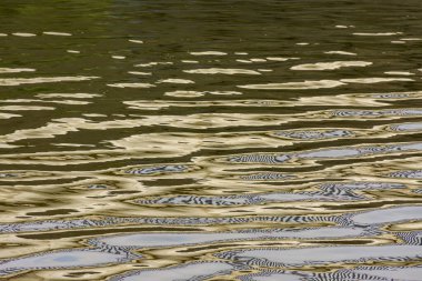 Bir gölün suyundaki güneş ışığının yansımaları.. 