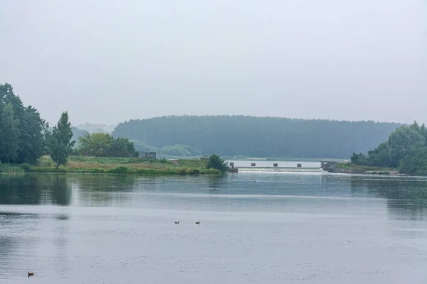 Svisloch Nehri Ndeki Rezervuar Minsk Belarus Ağustos 2019 Rezervuarda Sisli — Stok fotoğraf