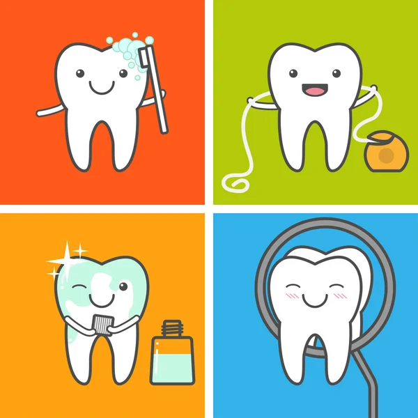 Iconos de vectores de higiene y cuidado dental . — Archivo Imágenes Vectoriales