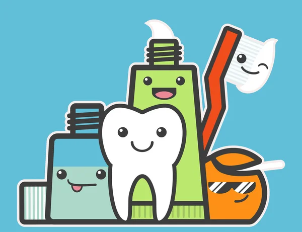 Mejores amigos de dientes sanos . — Vector de stock