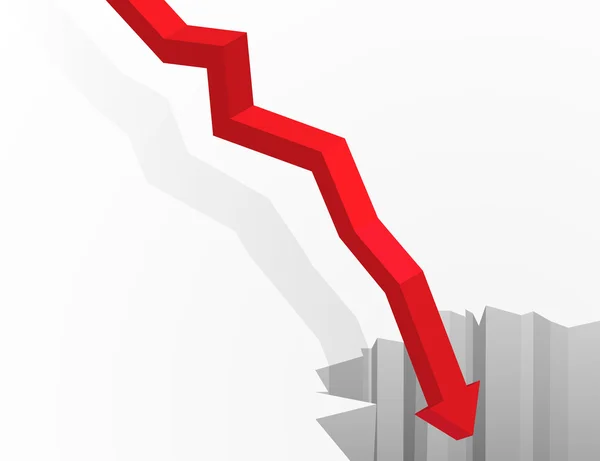 Seta indo para o abismo . —  Vetores de Stock