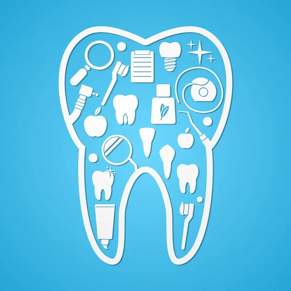 Υγιεινής και threatment σύμβολα των δοντιών. — Διανυσματικό Αρχείο