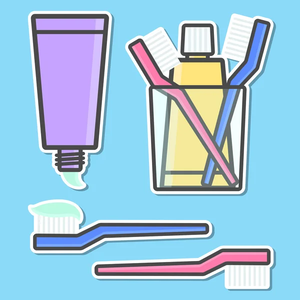 Toothbrush and toothpaste icons. — Stock Vector