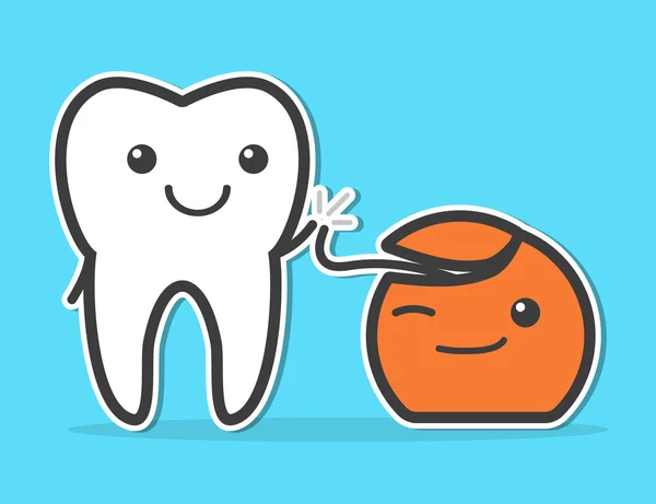 Zahn und Zahnseide — Stockvektor