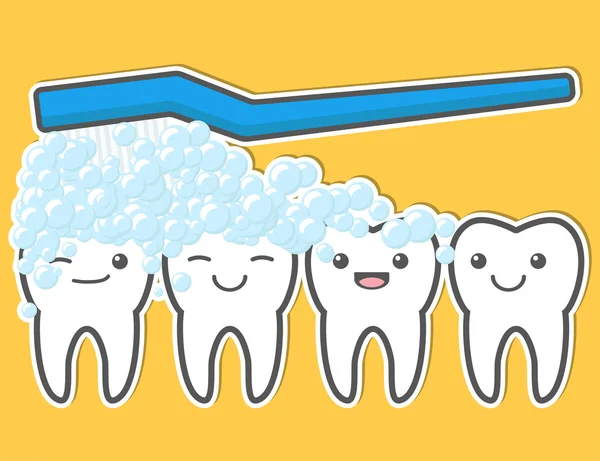 Felice denti carini e spazzolino da denti . — Vettoriale Stock