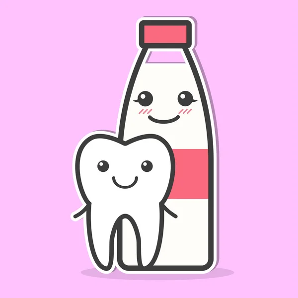 Tooth and milk are friends. — Stock Vector