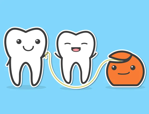 Dents et fil dentaire . — Image vectorielle