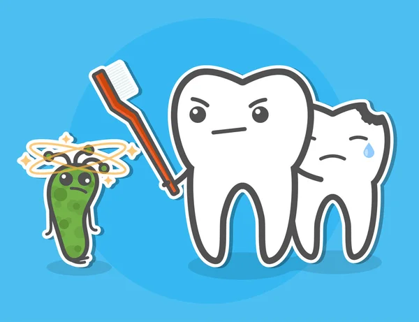 La défense des dents mordu petit ami — Image vectorielle