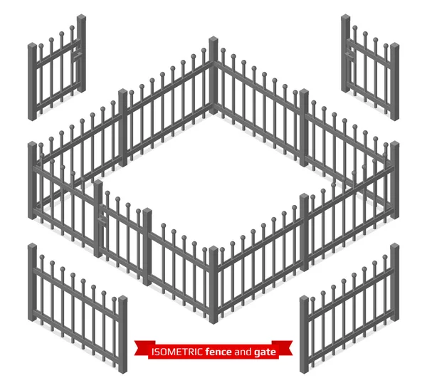 İzometrik metal çit ve kapısı