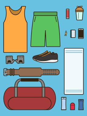Spor aksesuarları illüstrasyon