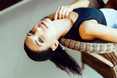 genç kız moda portre poz,