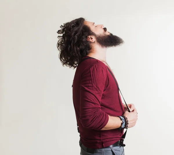 Young man in a red jacket — Stock Photo, Image