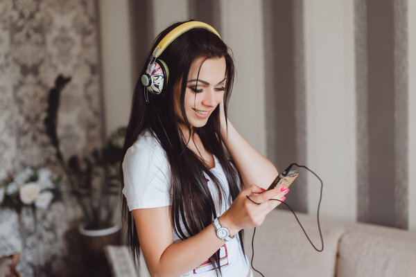 sexy hipster girl and music