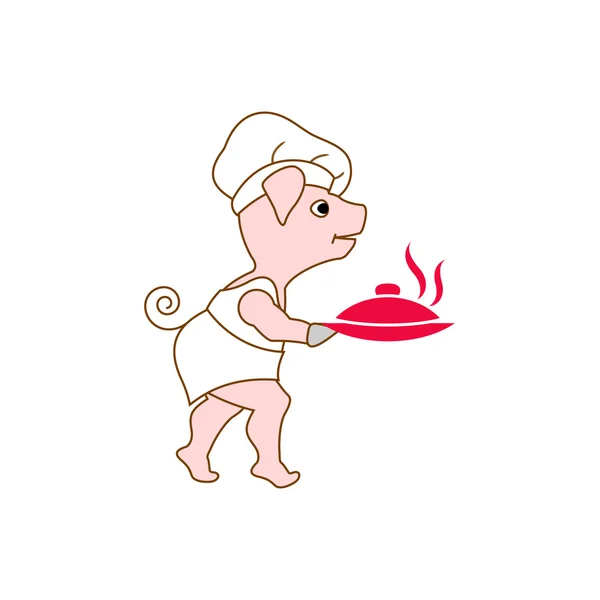 Cocina de Chef de Cerdo — Vector de stock