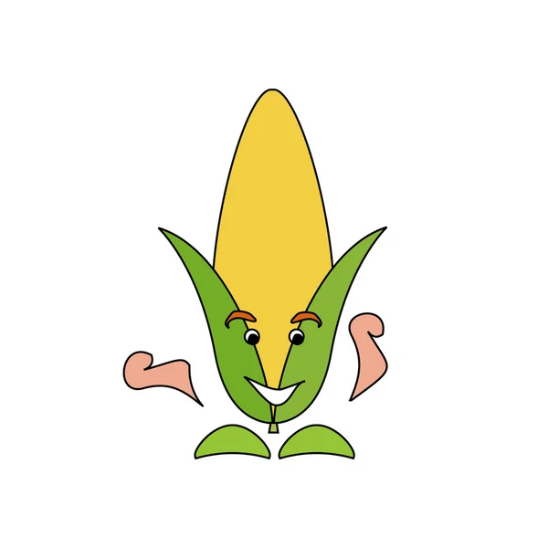 Maïs Caricature Légumes — Image vectorielle