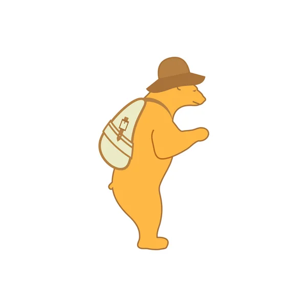 Urso turista desenhos animados — Vetor de Stock