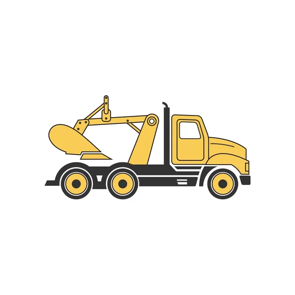 线描黄色挖卡车 — 图库矢量图片