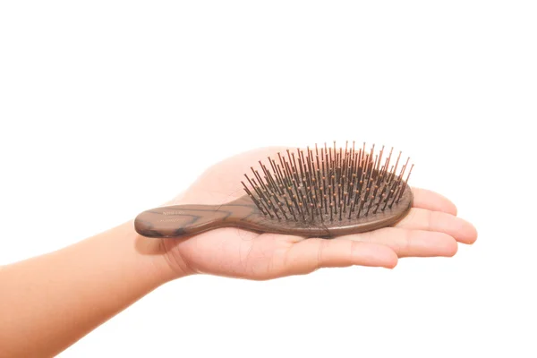 Chica asiática preocupada por la pérdida de cabello, Pérdida de cabello — Foto de Stock