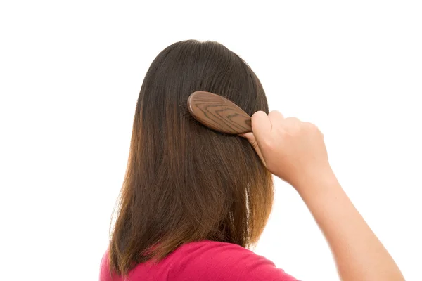 Chica asiática preocupada por la pérdida de cabello, Pérdida de cabello —  Fotos de Stock