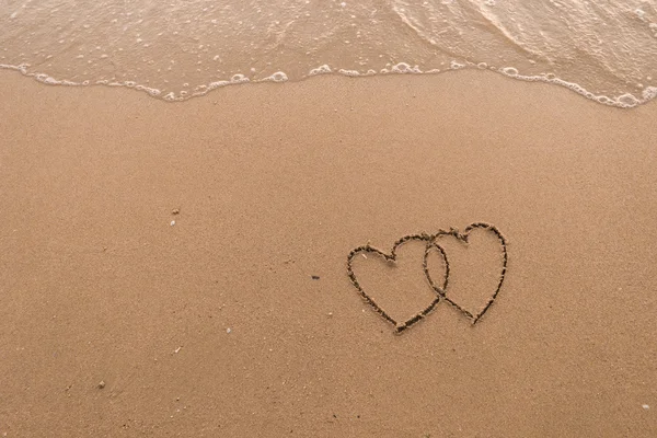 Dwa serca w plaży Obrazek Stockowy