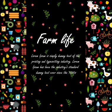 Vektör düz sebze ve meyve illüstrasyon