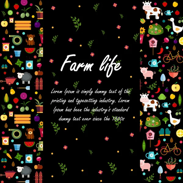 Vektör düz sebze ve meyve illüstrasyon