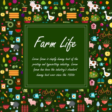 Sebze ve meyve yeşil afiş arka plan