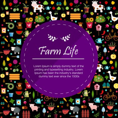 Sebze ve meyve karanlık afiş illüstrasyon