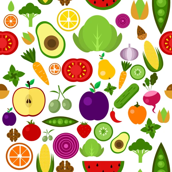 Fruits and vegetables icons composition,tomato,cucumber,peach,carrot pattern — 스톡 사진