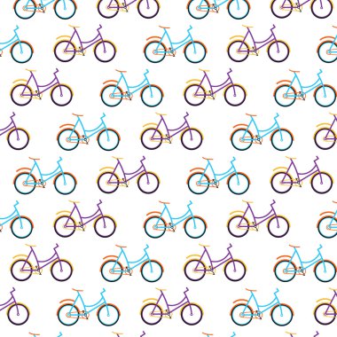 Beyaz arka plan üzerinde bisiklet düz desen