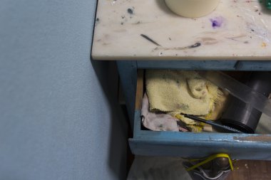 İşyeri, iş istasyonu, boya, boya, renk tonu, boyama, boya, Masa başı işi, işlemeli, çekmece, soyunma