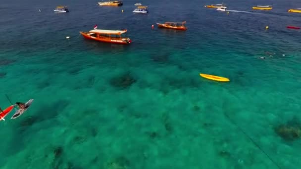 Flight Over the Sea Bots in Indian Ocean — Stock Video