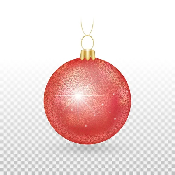 Bola de navidad brillante rojo — Vector de stock