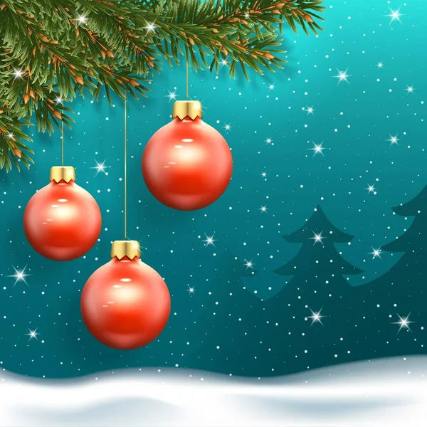 Nytt år Banner med julbollar — Stock vektor