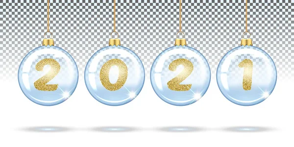 Transparent Christmas balls 2021 — Stock Vector