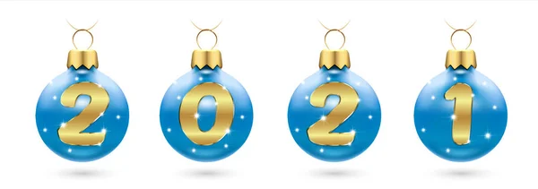 Boules de Noël bleu 2021 — Image vectorielle
