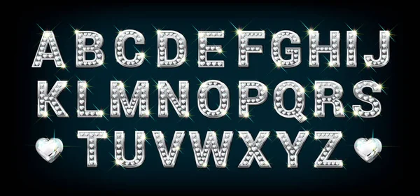 Weißgold-Diamant-Alphabet — Stockvektor