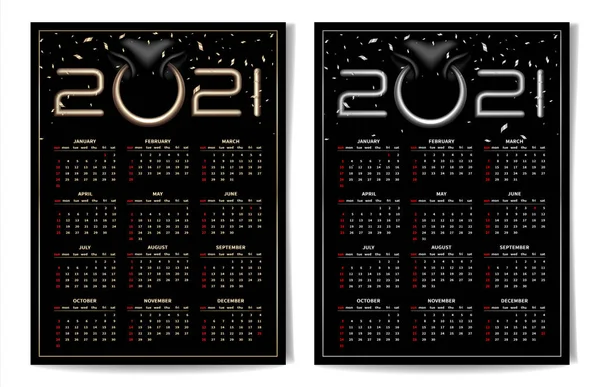 Set Black Calendar 2021 Stock Illustration