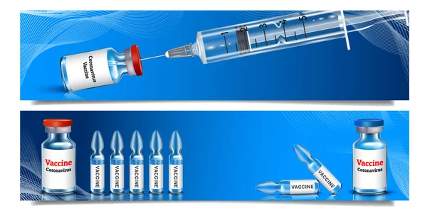 Bannières horizontales de vaccination deux — Image vectorielle