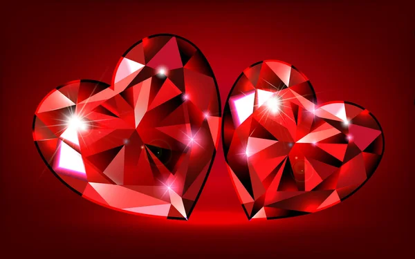 Červené rubíny srdce — Stockový vektor