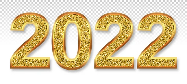 2022 nummers zijn goud glitter, wervelende vector eps 10 — Stockvector