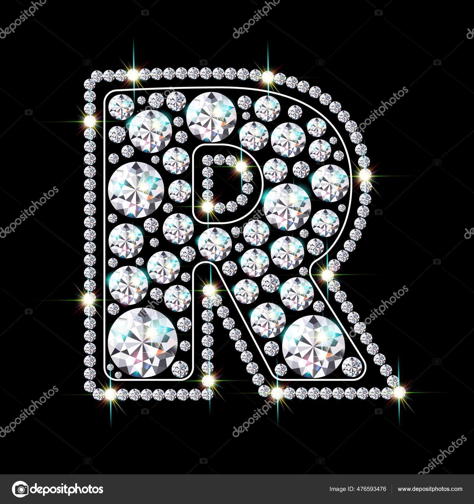 Letter R made from sparkling diamonds vector eps 10 Stock Vector by  ©danilina.olga.gmail.com 476593476, image size:1600x1700