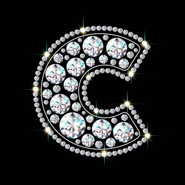 Letra C hecha de diamantes brillantes vector eps 10 — Vector de stock